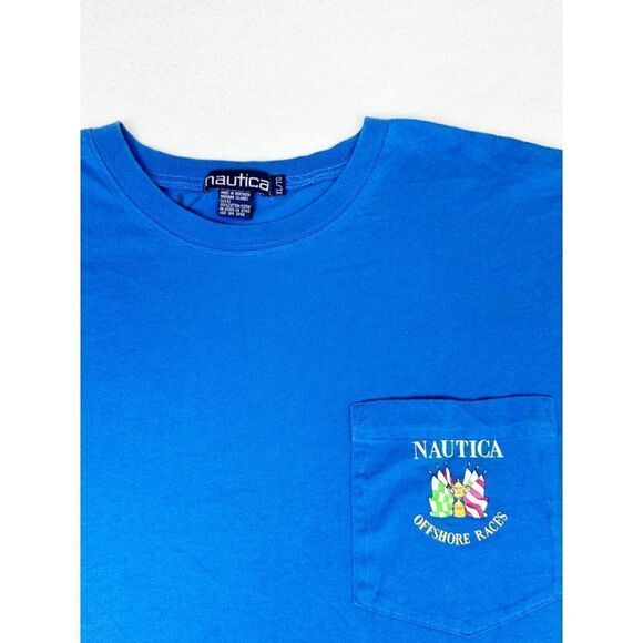Vintage 90s Nautica T-Shirt Blue XL Offshore Races Boating Sailing Ocean - Picture 3 of 7
